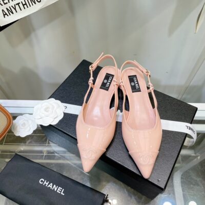 Chanel Pink Pointed Toe Slingback Shoes