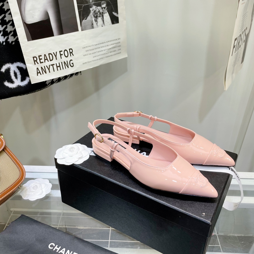 Chanel Pink Pointed Toe Slingback Shoes - Image 5