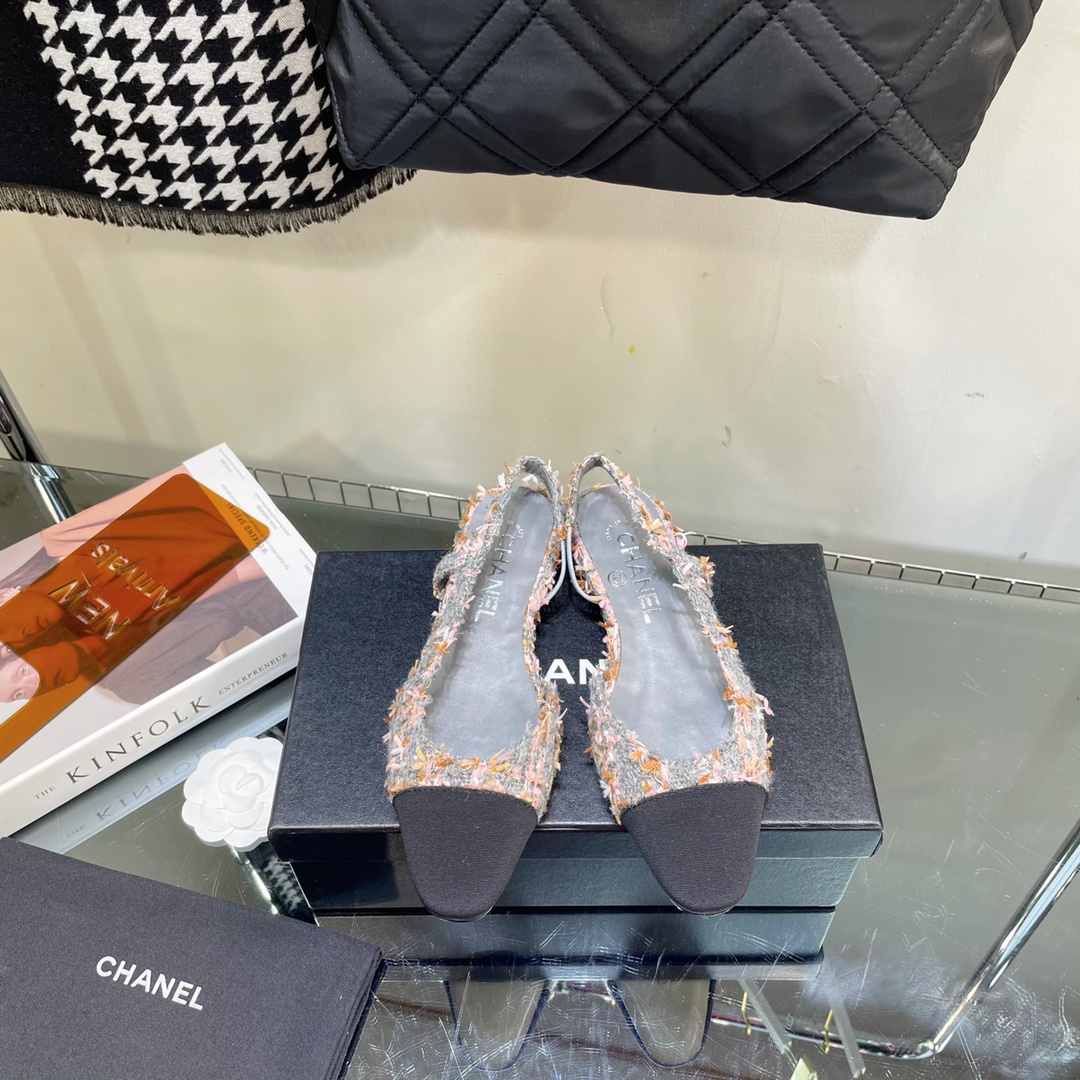 Chanel Tweed Slingback Shoes