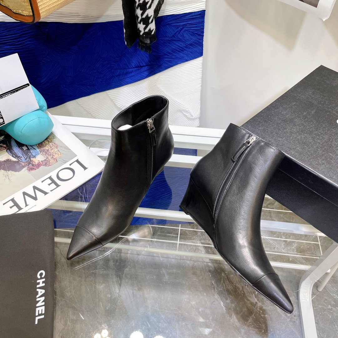 Chanel Wedge Ankle Boots - Image 4