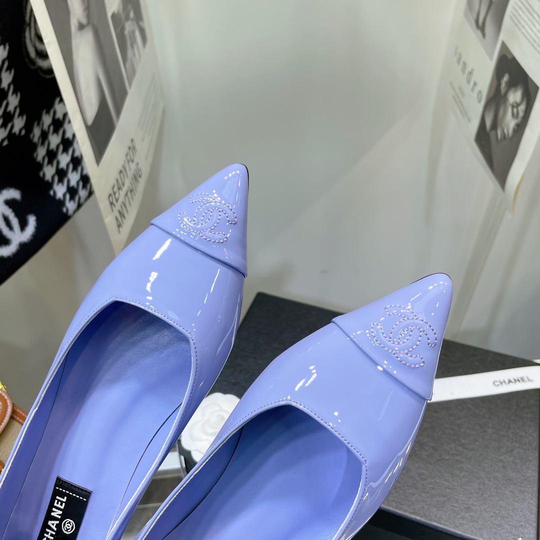 Chanel Purple Pointed Toe Flat Shoes - Image 9
