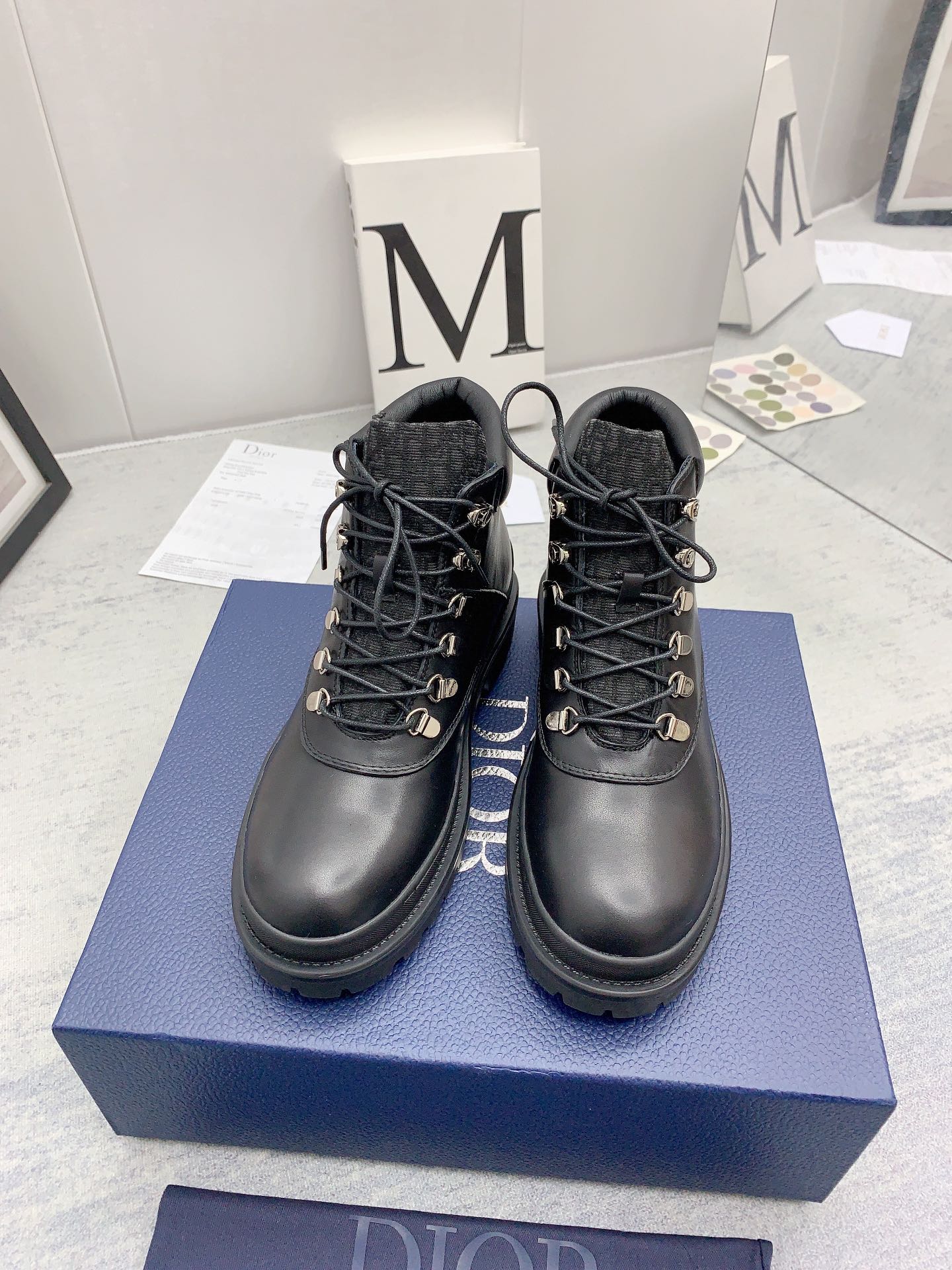 Dior Lace-up Thick-soled Short Snow Boots