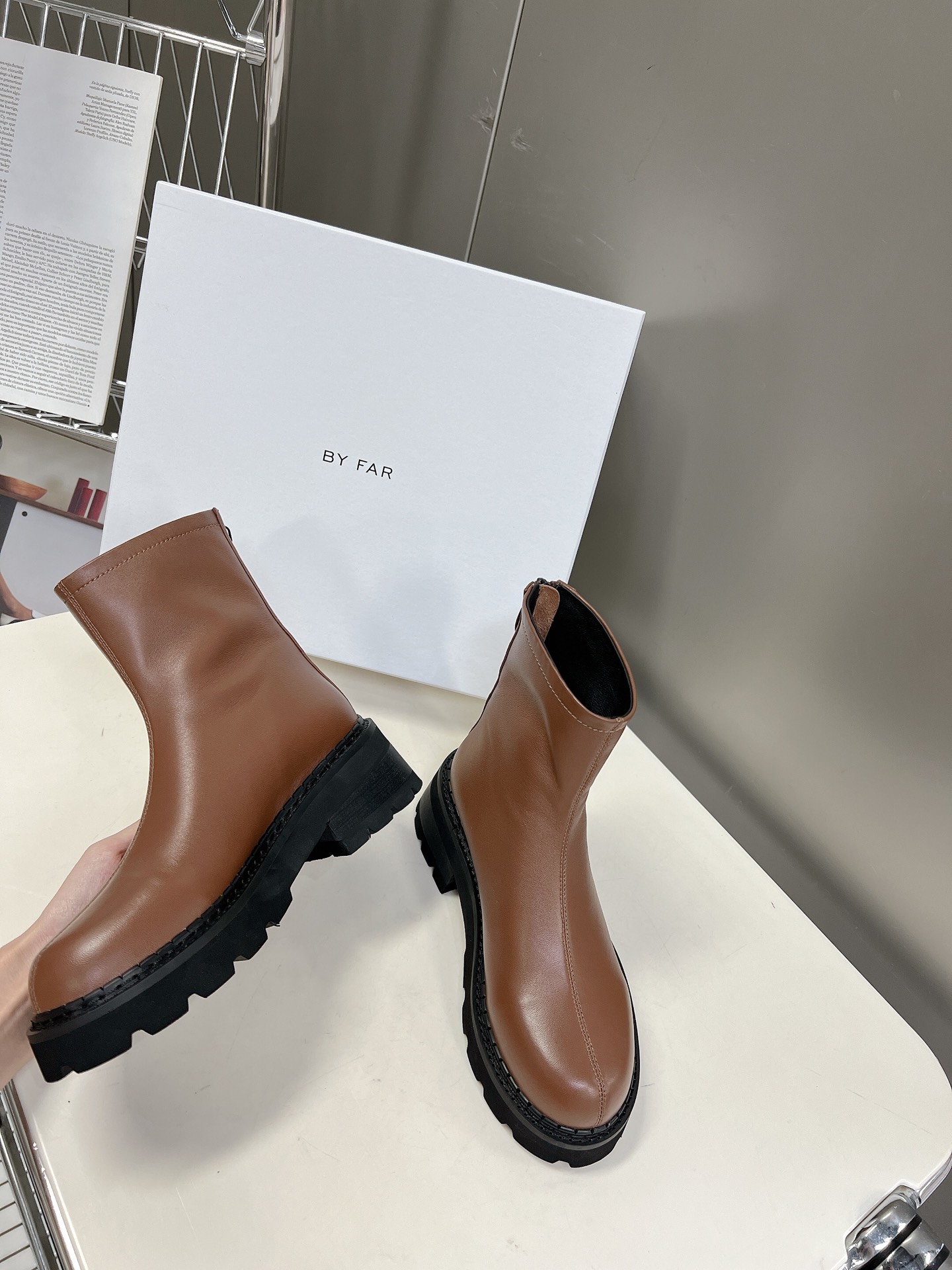 By Far Back Zipper Thick-soled Short Boots - Image 3