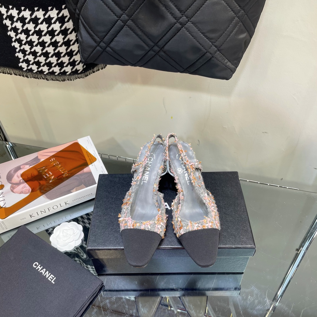 Chanel Tweed Slingback Shoes