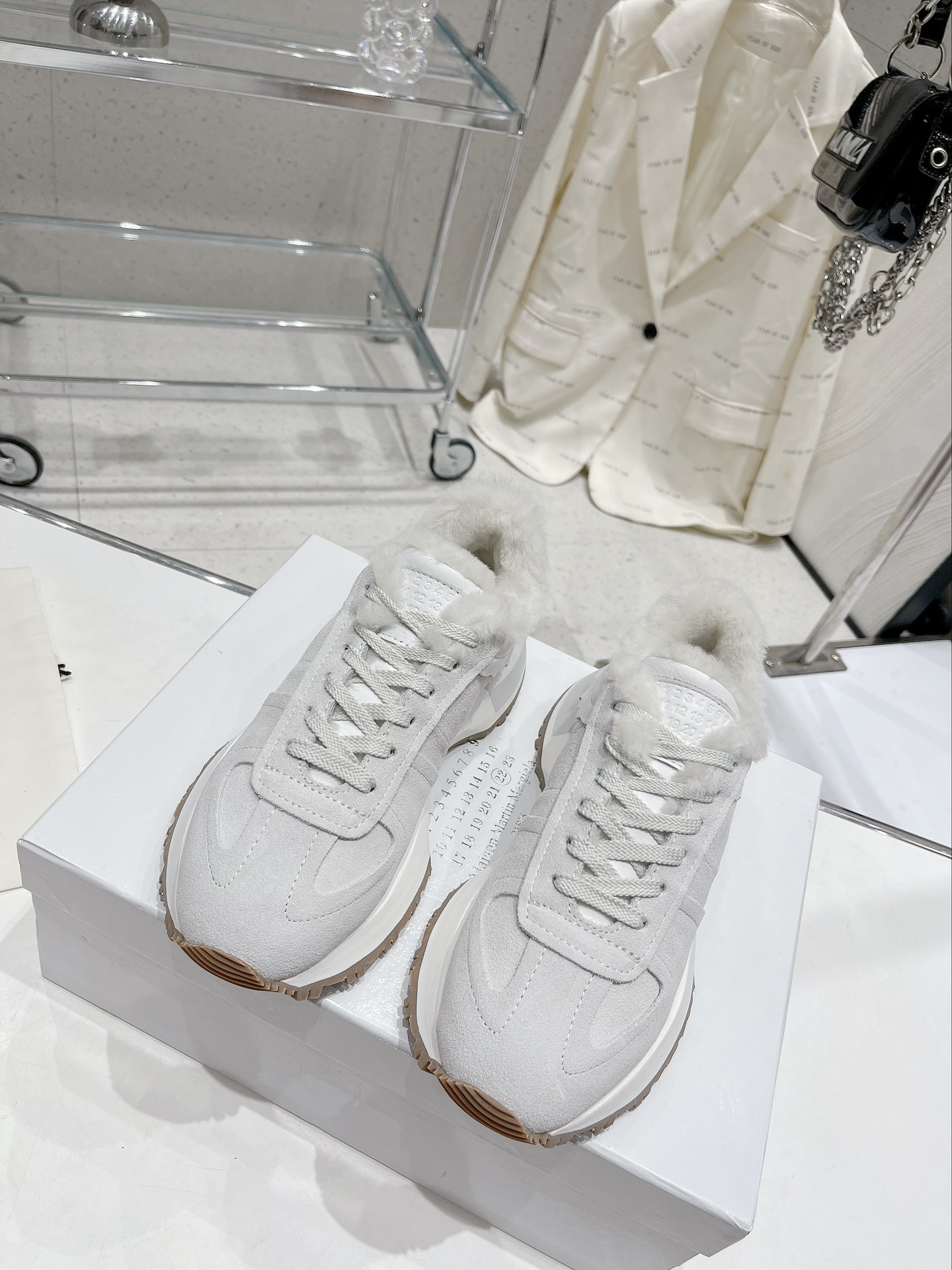 Maison Margiela Thick-soled Fur Sneakers