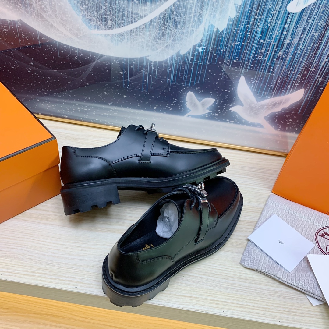 Hermes Lace-up Kelly Buckle Shoes - Image 7