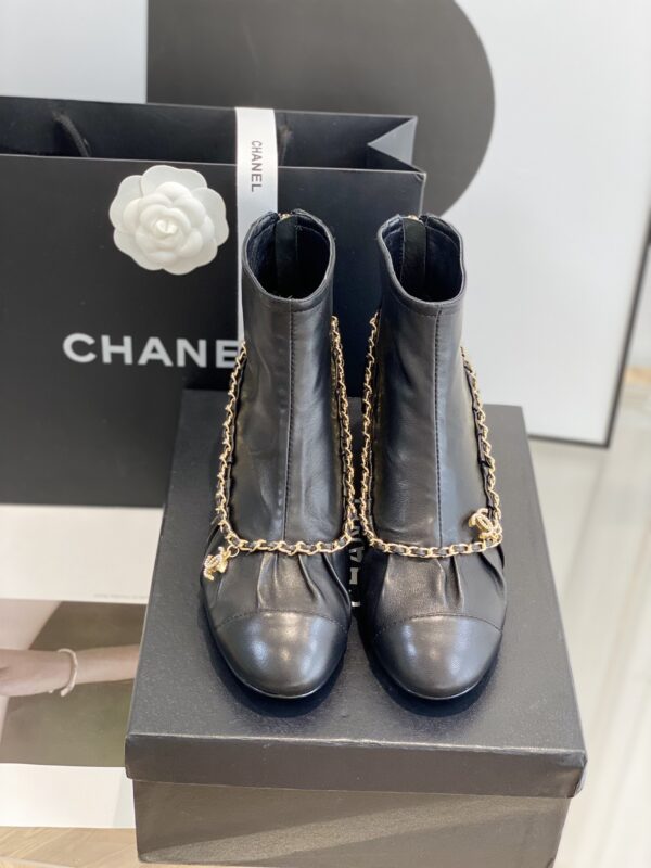 Chanel Black Chain Elastic Boots