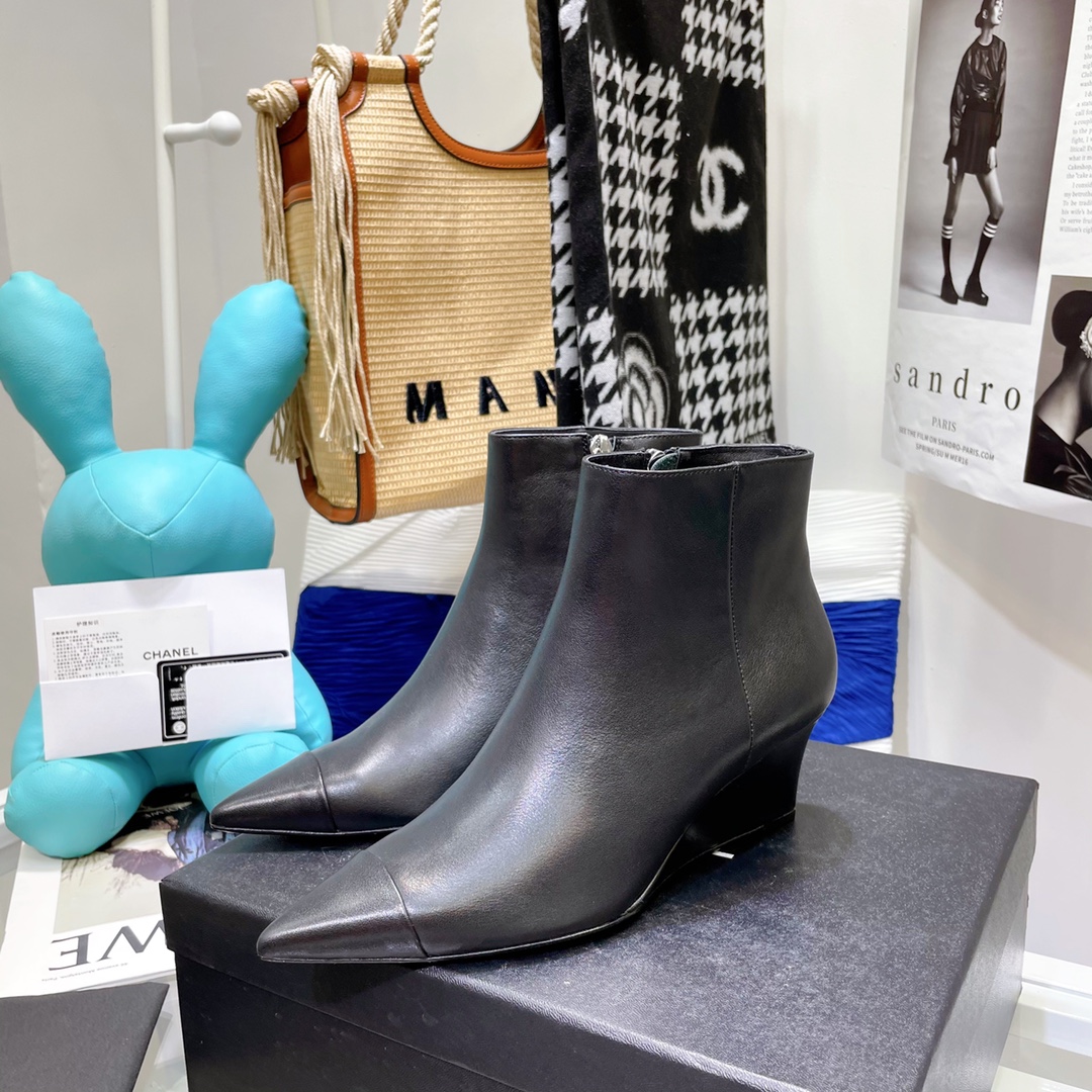 Chanel Wedge Ankle Boots - Image 6