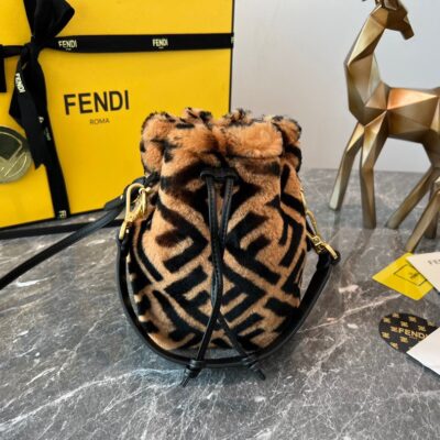 Fendi Shearling Small Bucket Bag