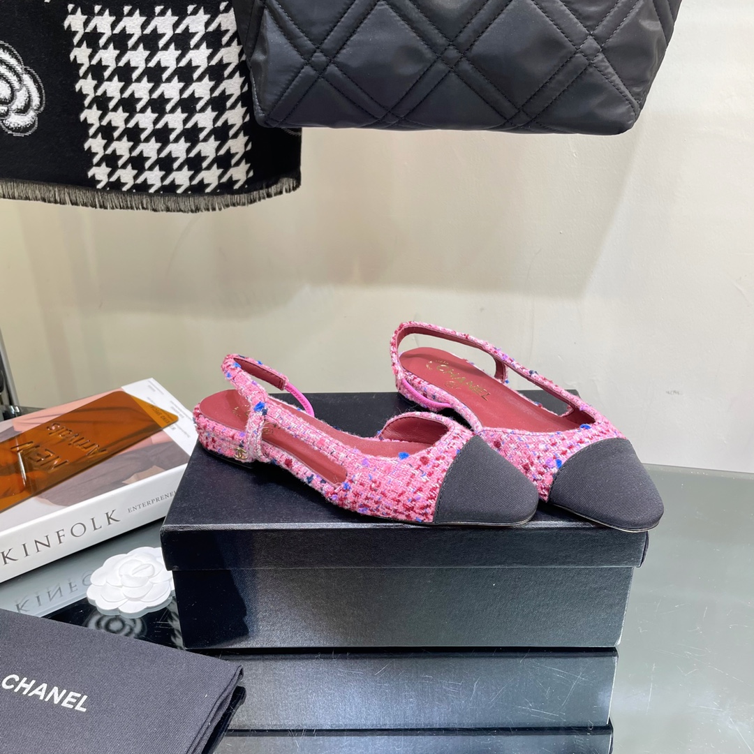 Chanel Tweed Slingback Shoes - Image 7