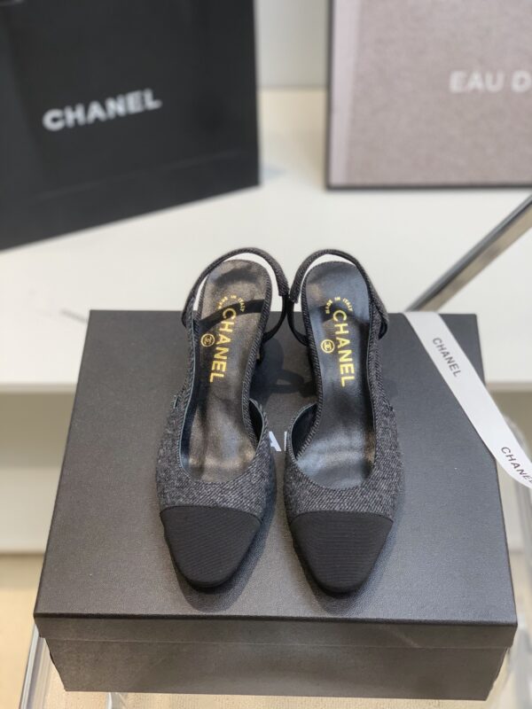 Chanel Denim Grey Slingback Shoes