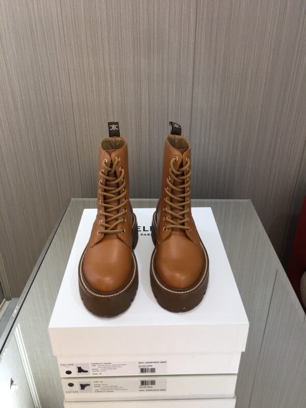 Celine Lace-up Thick-soled Brown Boots