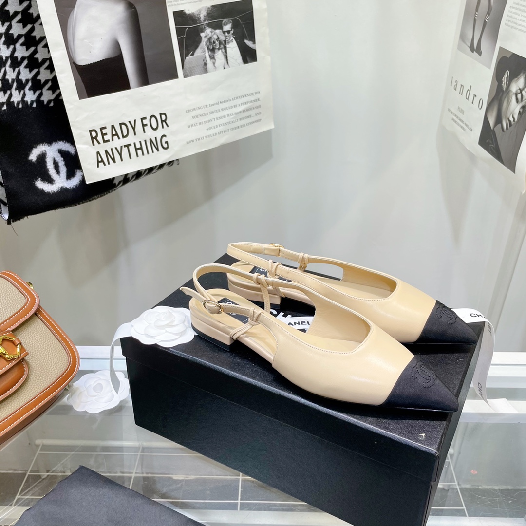 Chanel Beige Pointed Toe Slingback Shoes - Image 4
