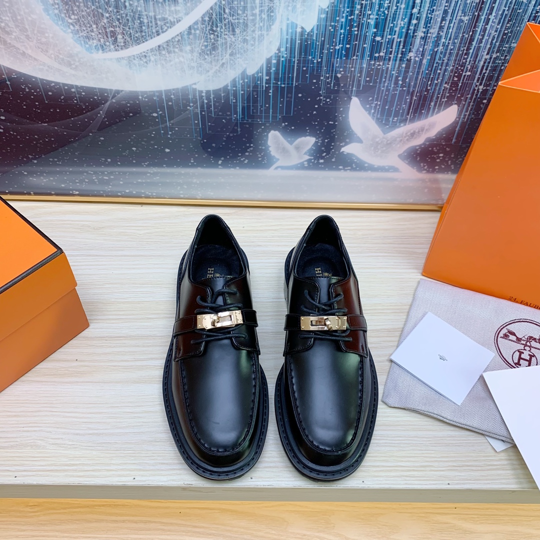 Hermes Lace-up Kelly Buckle Shoes