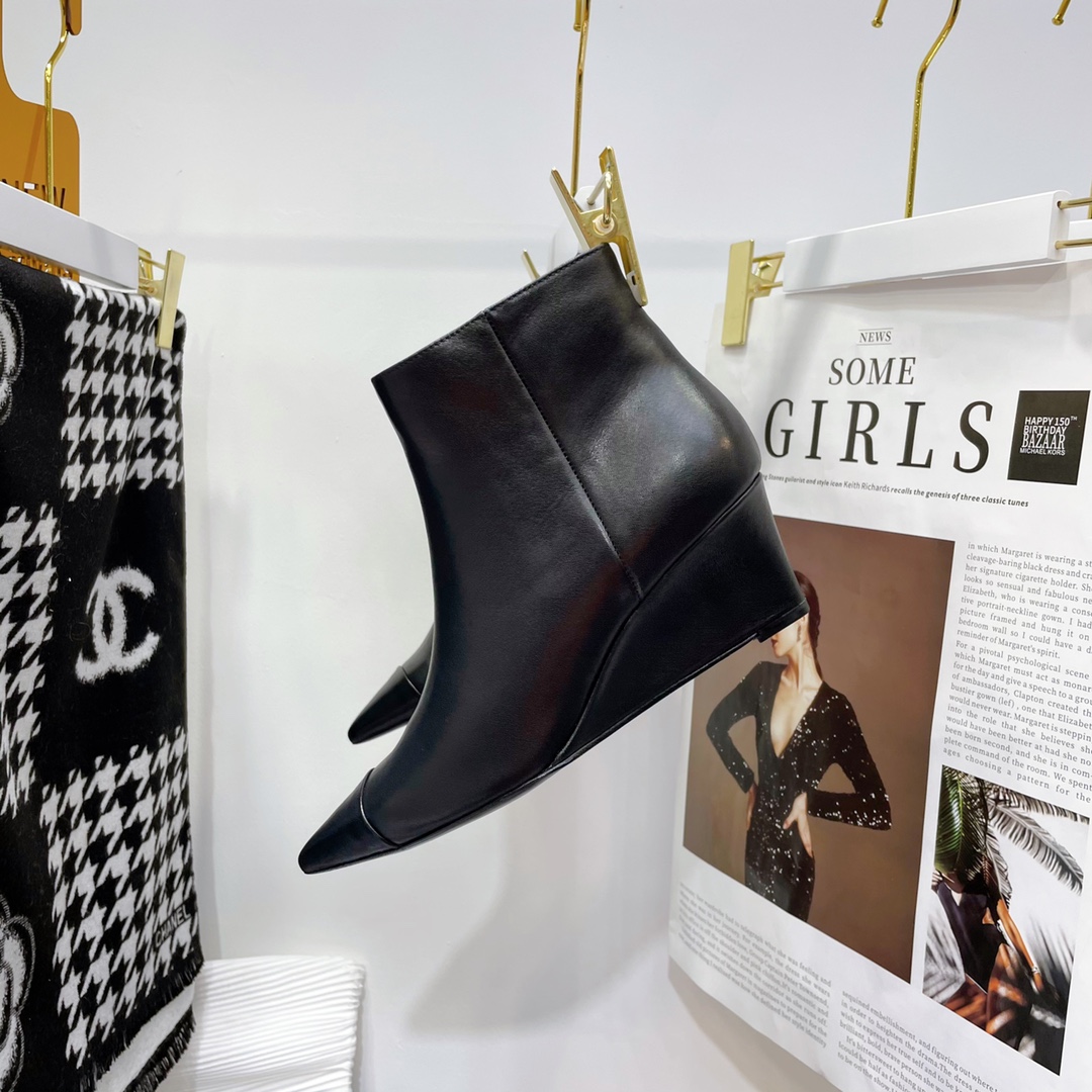 Chanel Wedge Ankle Boots - Image 9