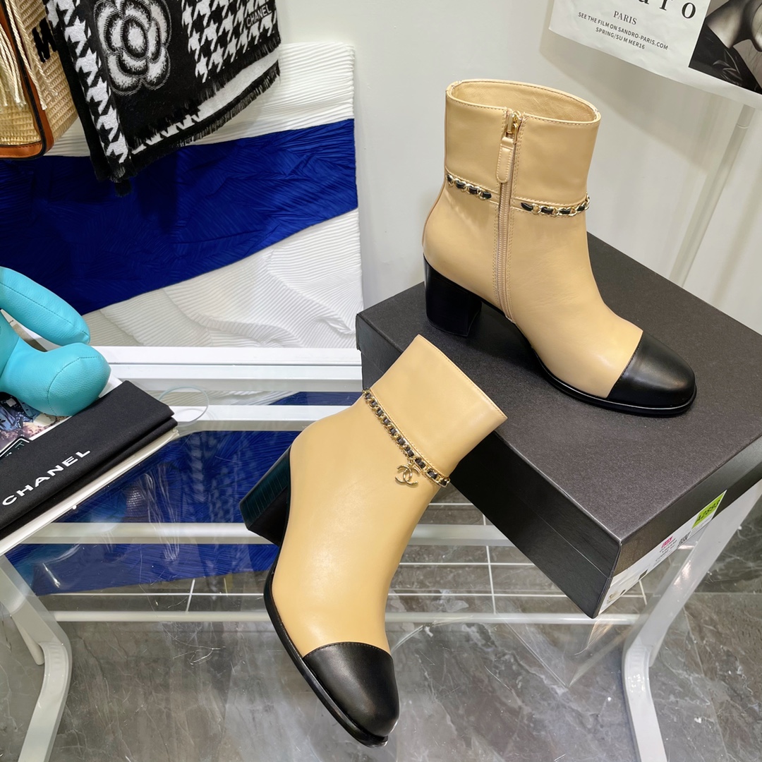 Chanel Round Toe High-heeled Ankle Boots - Image 5