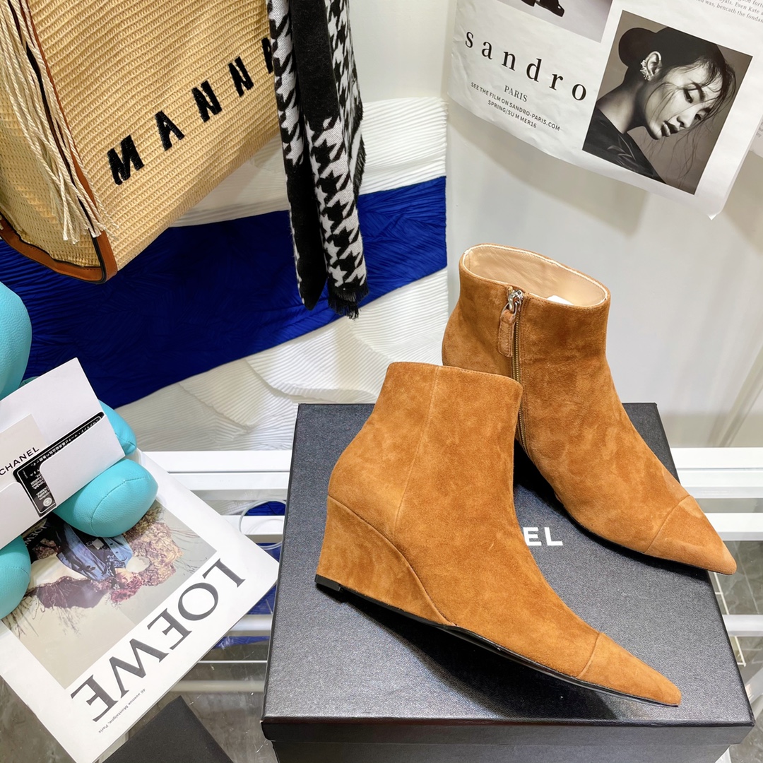 Chanel Wedge Ankle Boots - Image 8