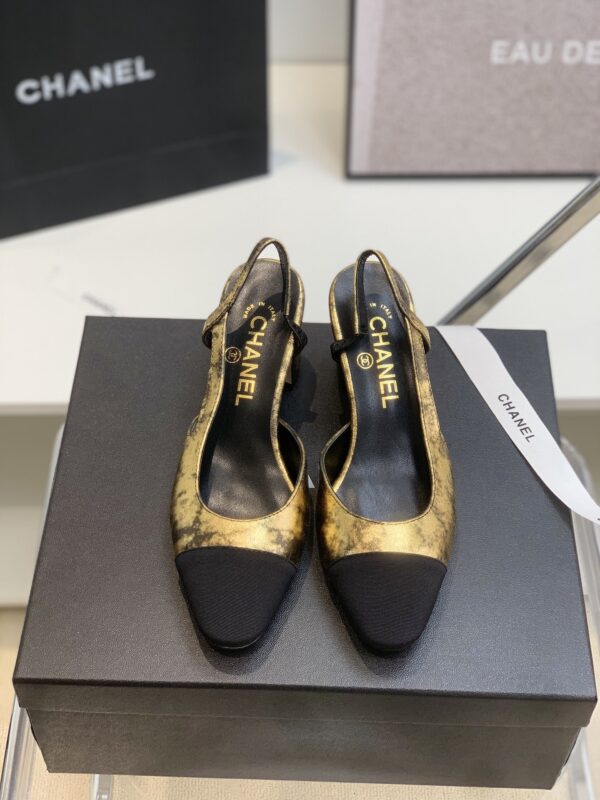 Chanel Gold Slingback Shoes