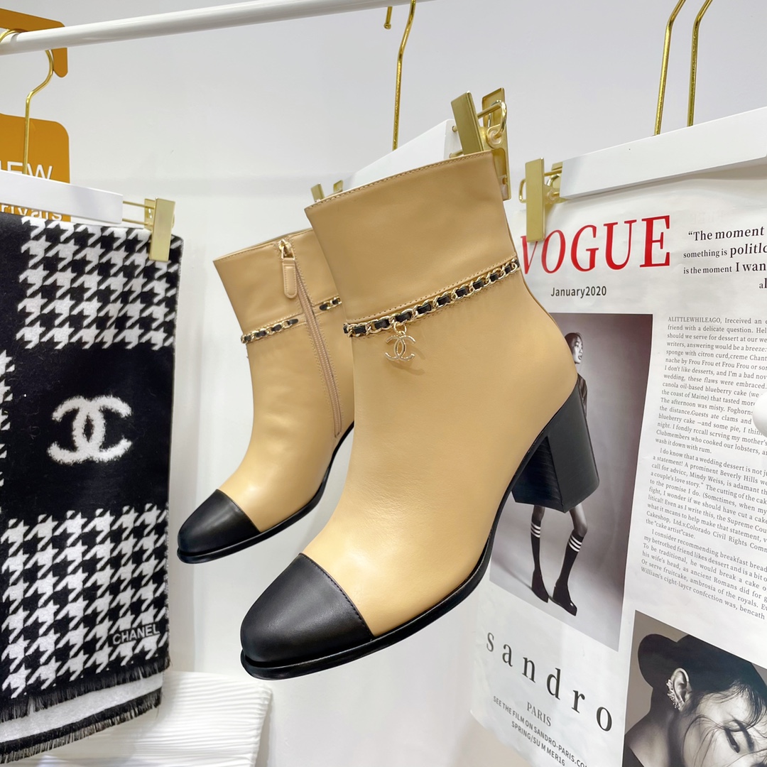 Chanel Round Toe High-heeled Ankle Boots - Image 9