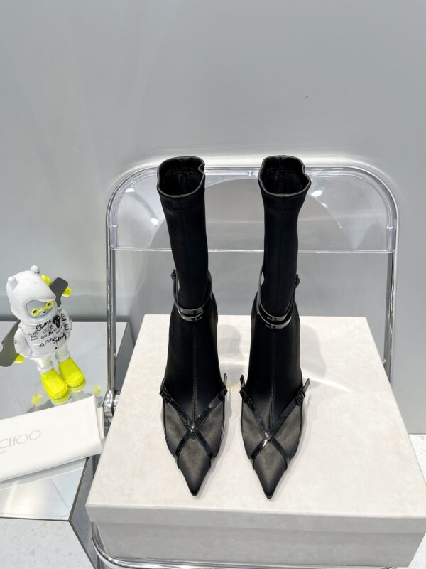 Jimmy Choo’s Cross-straps High-heeled Sock Boots