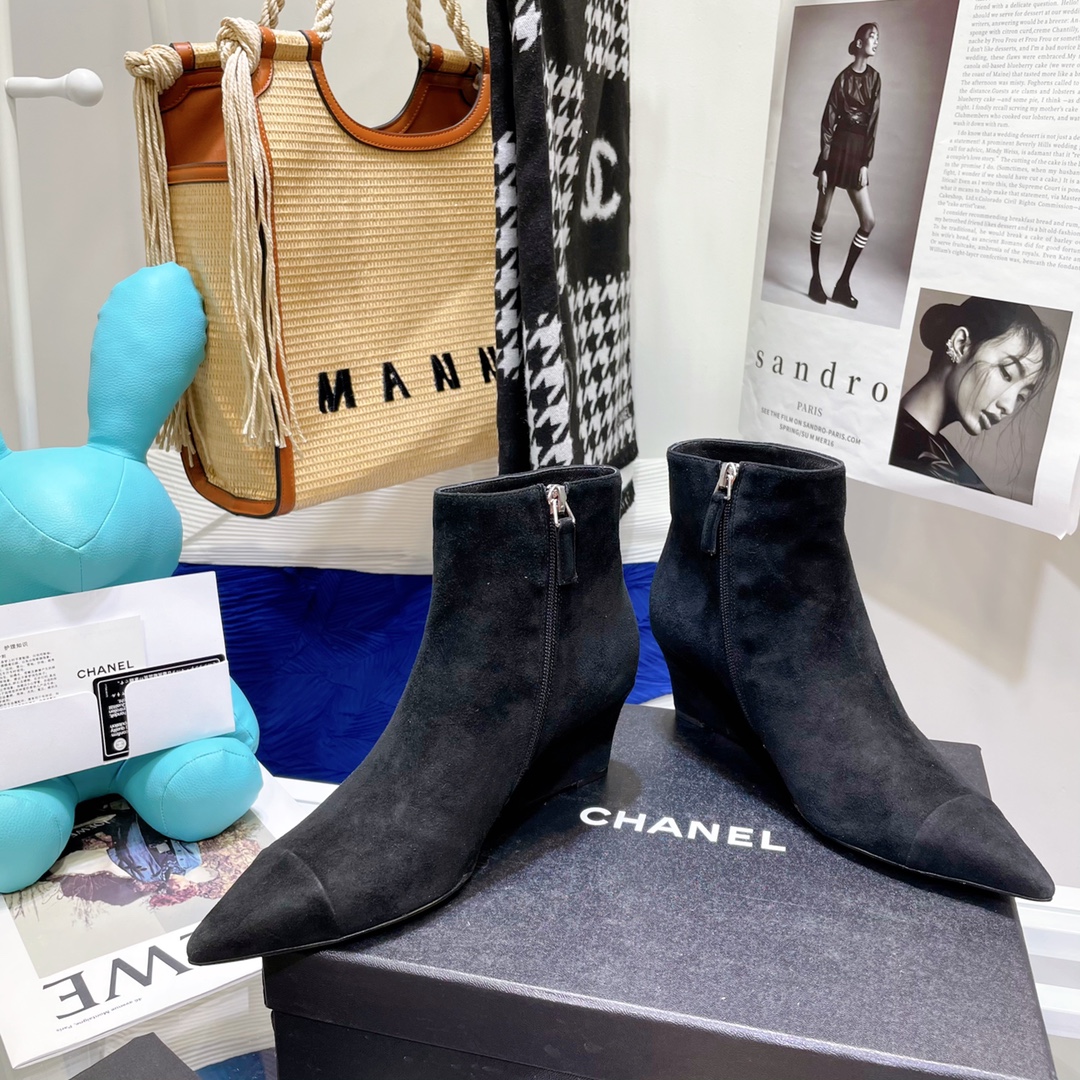 Chanel Wedge Ankle Boots - Image 5