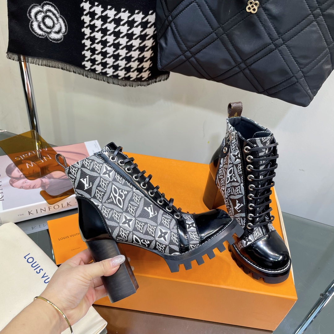 Louis Vuitton Lace-up High-heeled Short Boots - Image 3