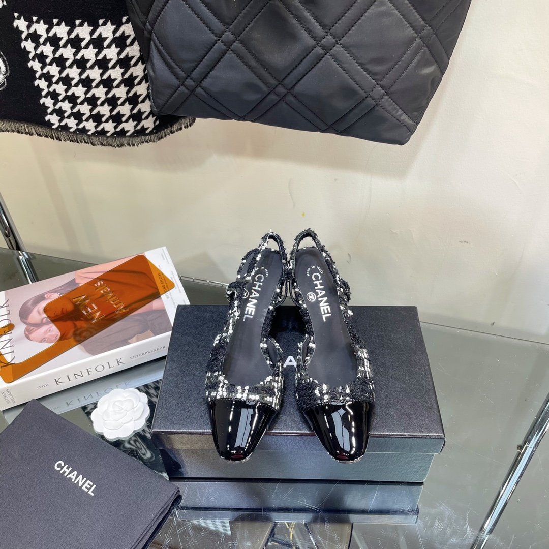 Chanel Tweed Slingback Shoes