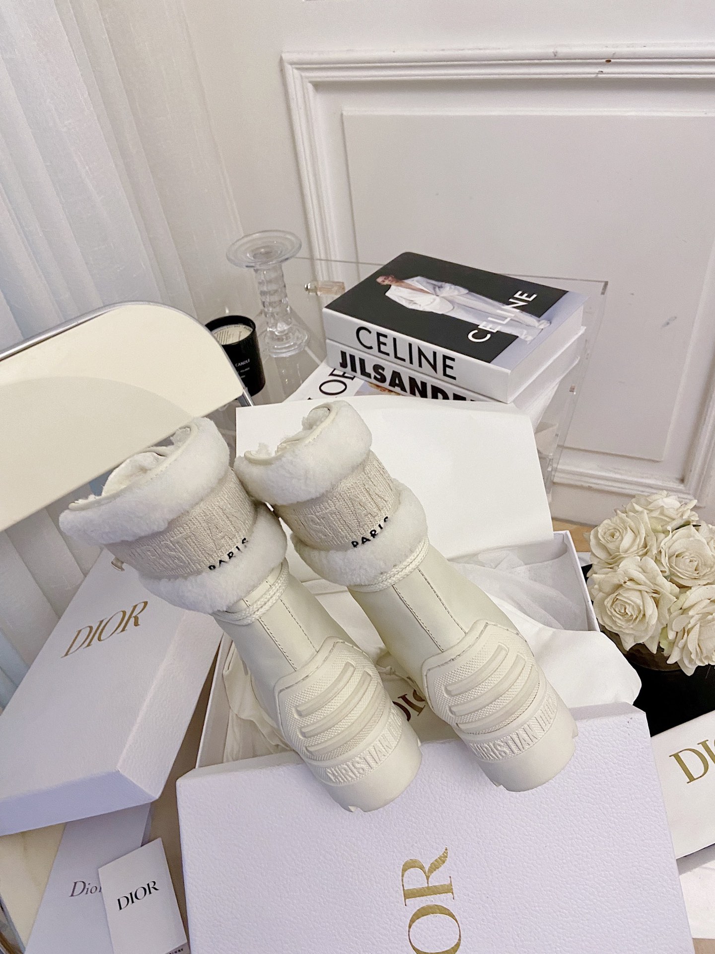 Dior Lace-up White Ankle Boots - Image 7