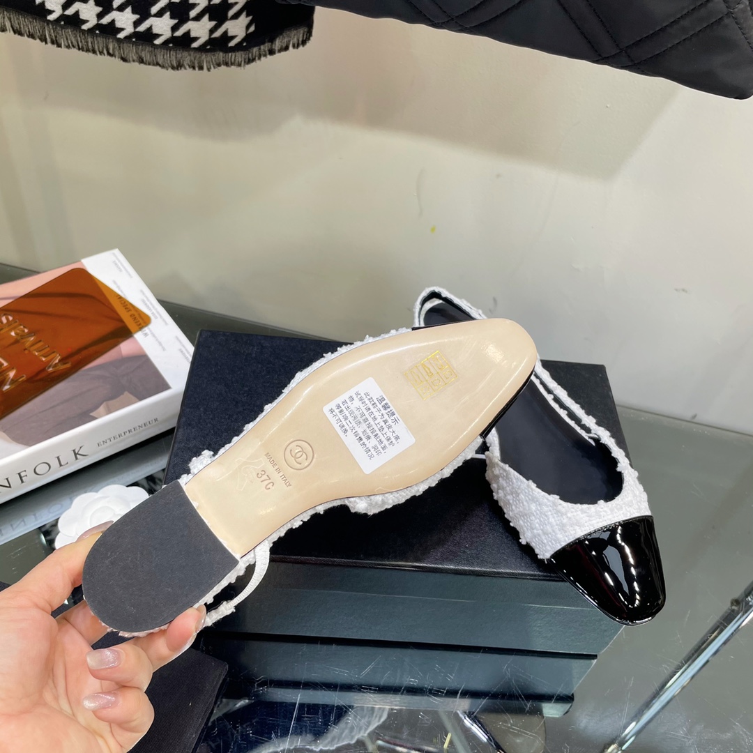 Chanel Tweed Slingback Shoes - Image 10