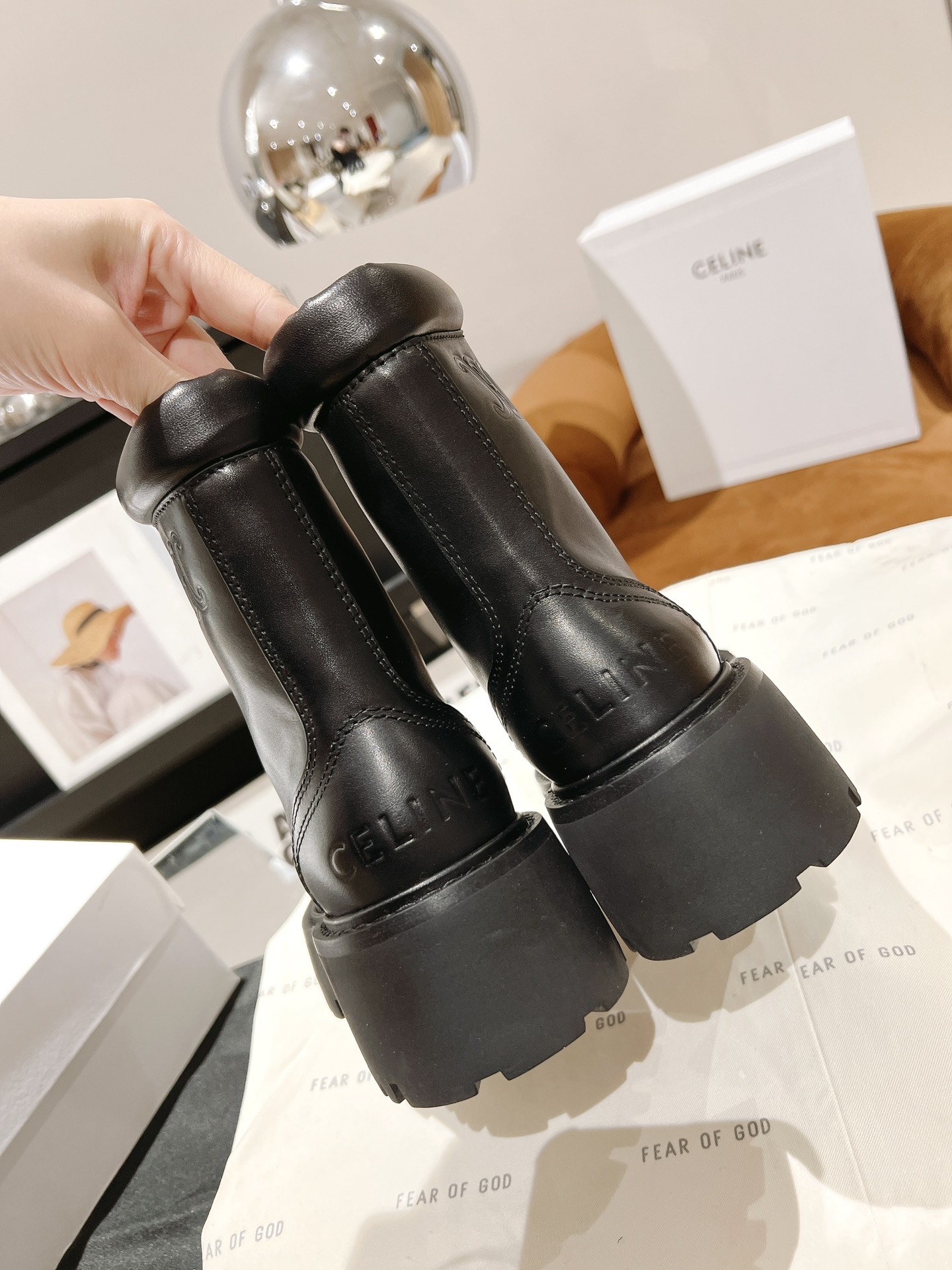 Celine Lace-up Thick-soled Short Boots - Image 5