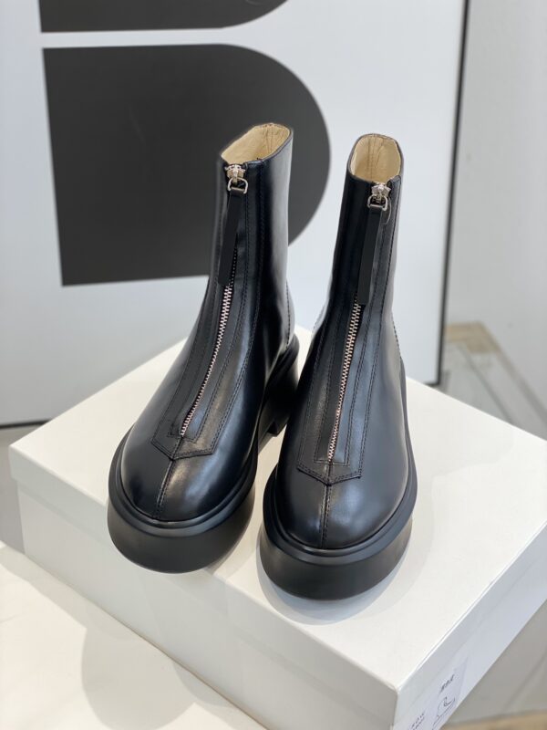 Chanel Black Thick-soled Short Boots with Upper Zipper