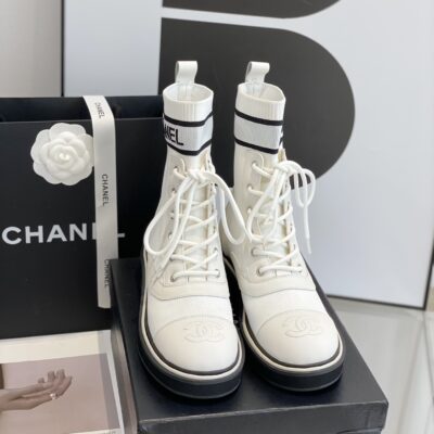 Chanel White Sock Boots