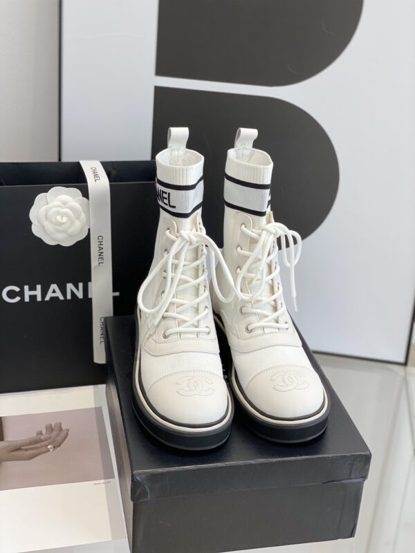 Chanel White Sock Boots