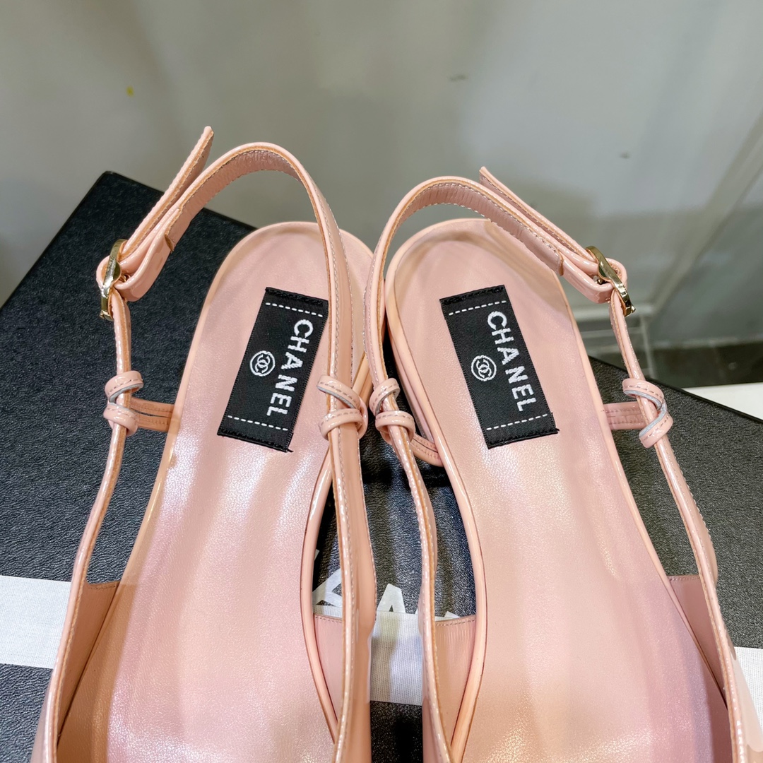 Chanel Pink Pointed Toe Slingback Shoes - Image 4