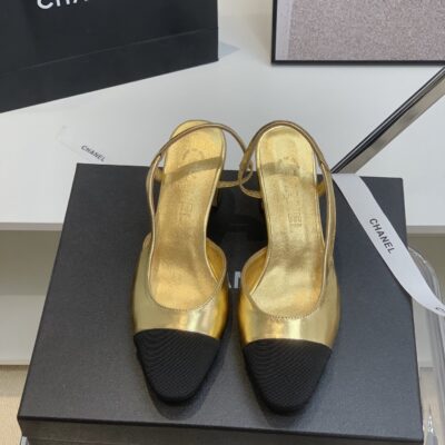 Chanel Slingback Shoes in Gold Color