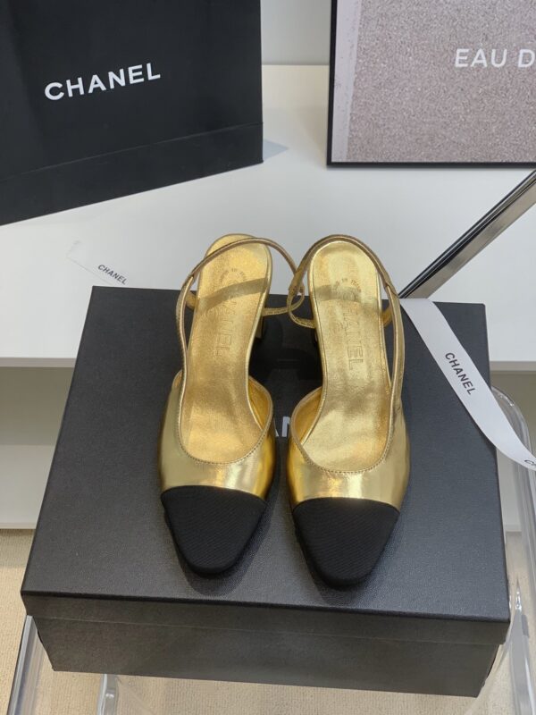 Chanel Slingback Shoes in Gold Color