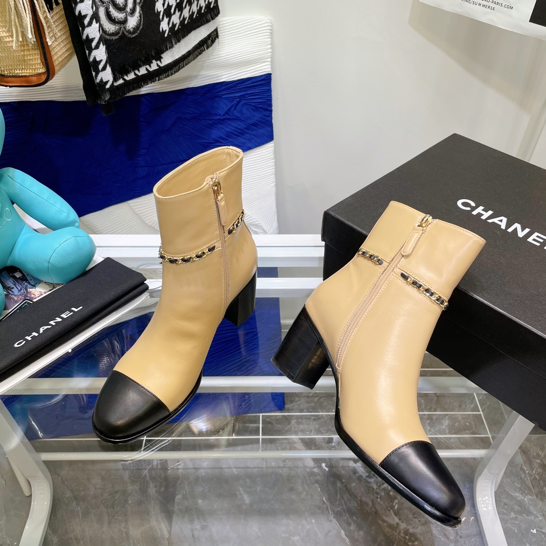 Chanel Round Toe High-heeled Ankle Boots - Image 8