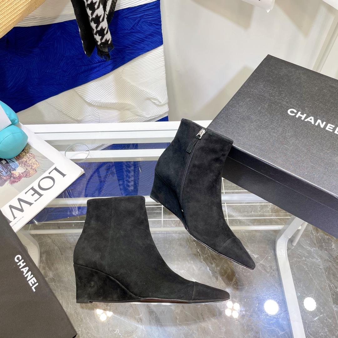 Chanel Wedge Ankle Boots - Image 3