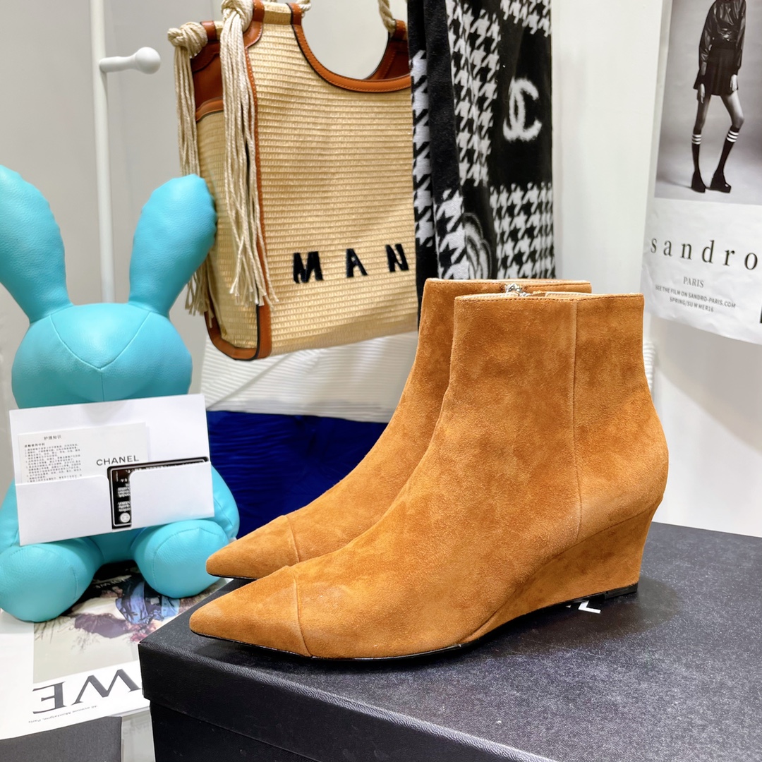 Chanel Wedge Ankle Boots - Image 9