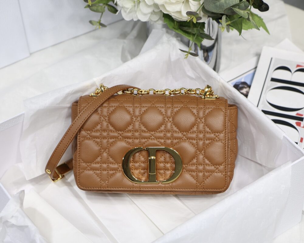 Dior Small Caro Bag in Caramel Calfskin