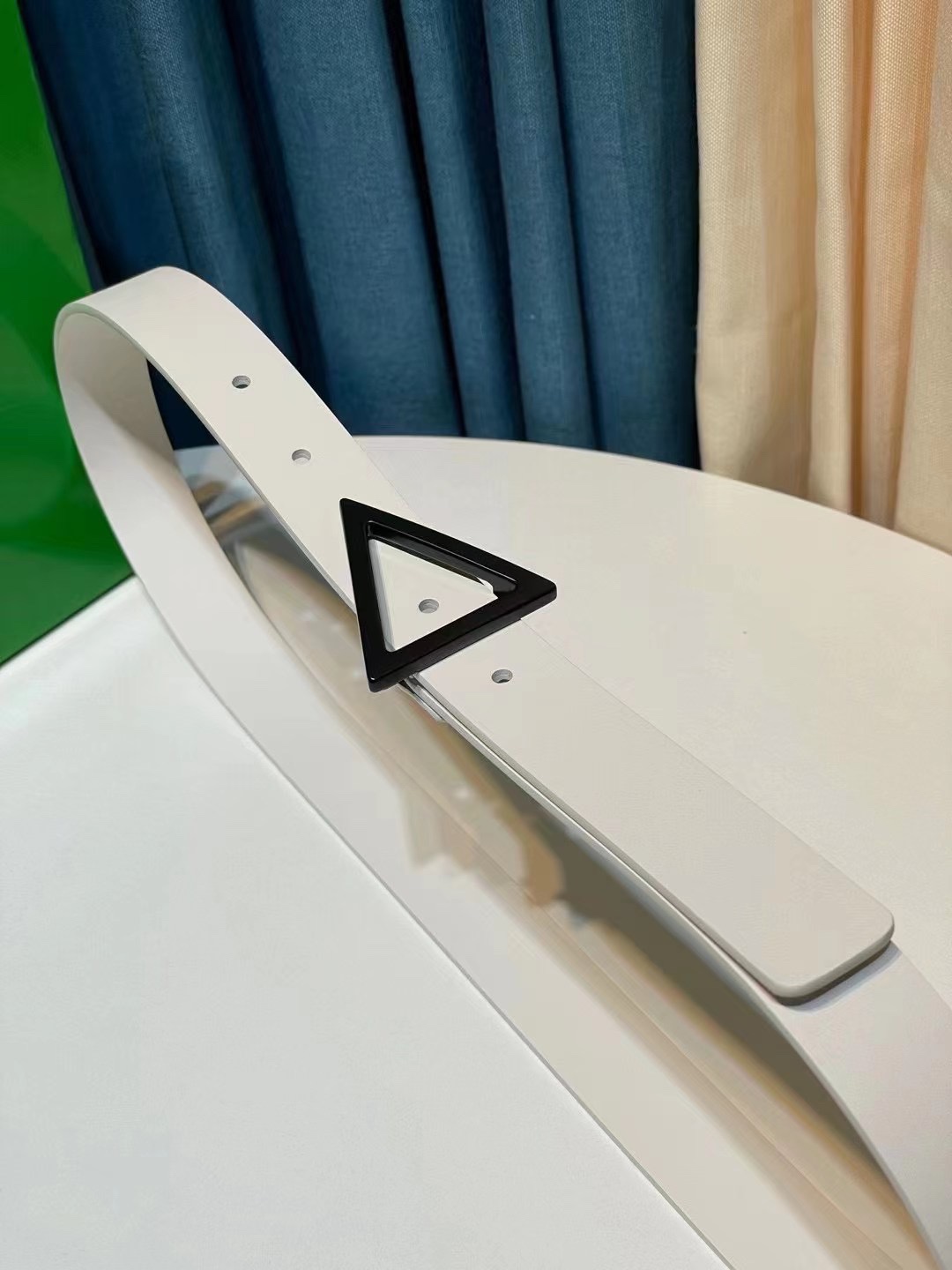 db9bf2_01d356944eb64247a4f6b9c5301bdb20mv2.jpg Bottega Veneta Triangular Buckle Leather Belt - Image 1