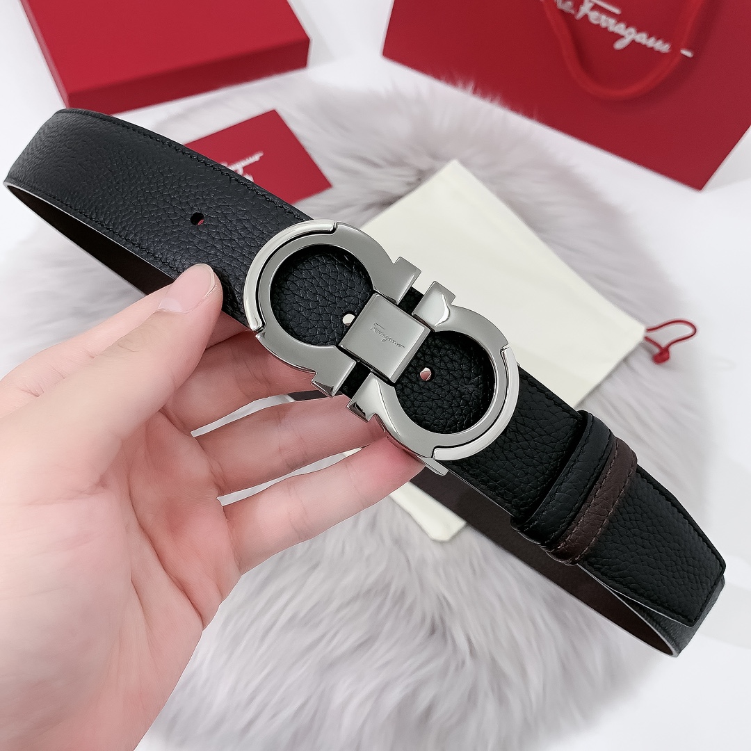 db9bf2_02b1c32cfc5e4d65bc0ef964b1276f50mv2.jpg Ferragamo Logo Buckle Double-sided Leather Belt - Image 1