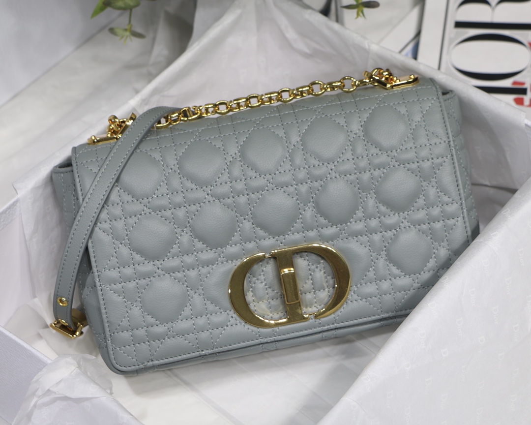 Dior Medium Caro Bag in Grey Calfskin - Image 3