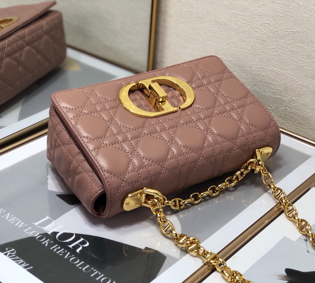 Dior Small Caro Bag in Dark Pink Calfskin - Image 4