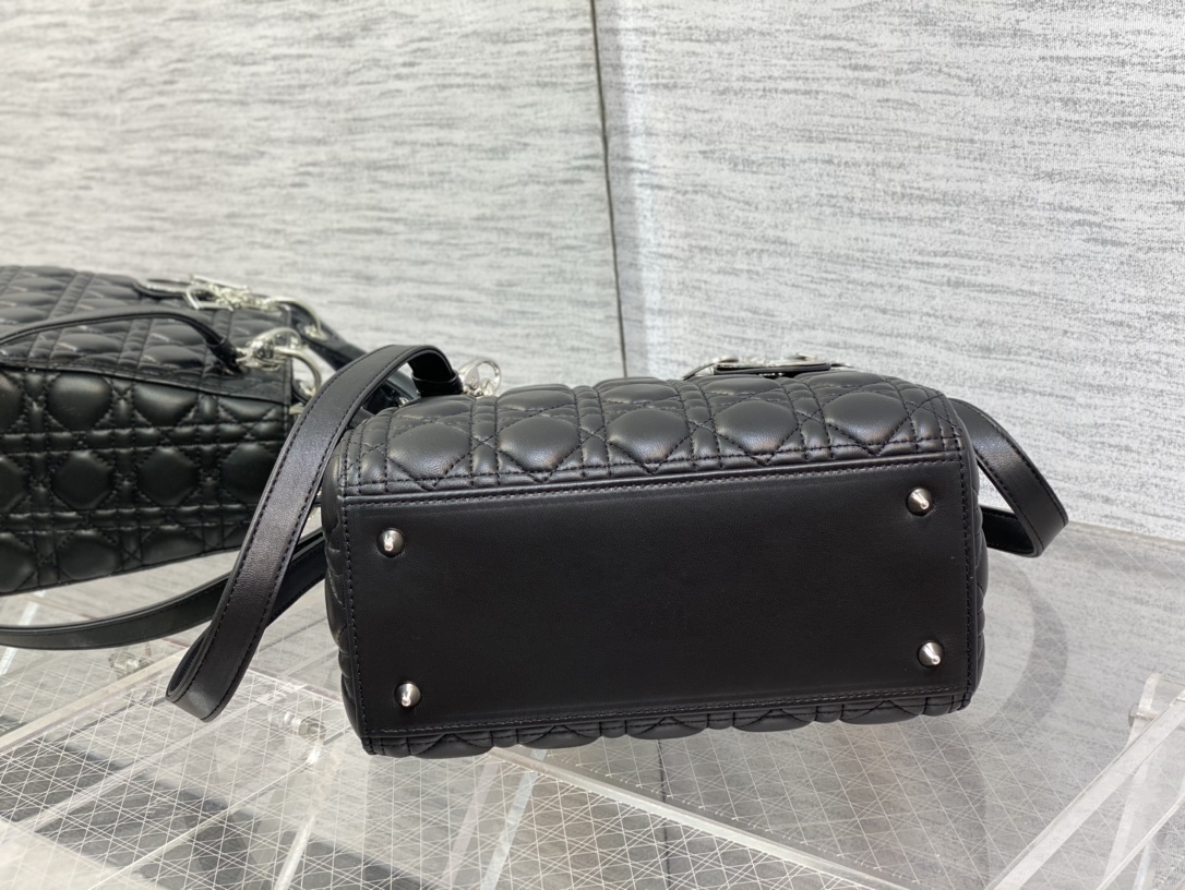 Lady Dior Small Bag in Black Sheepskin - Image 8