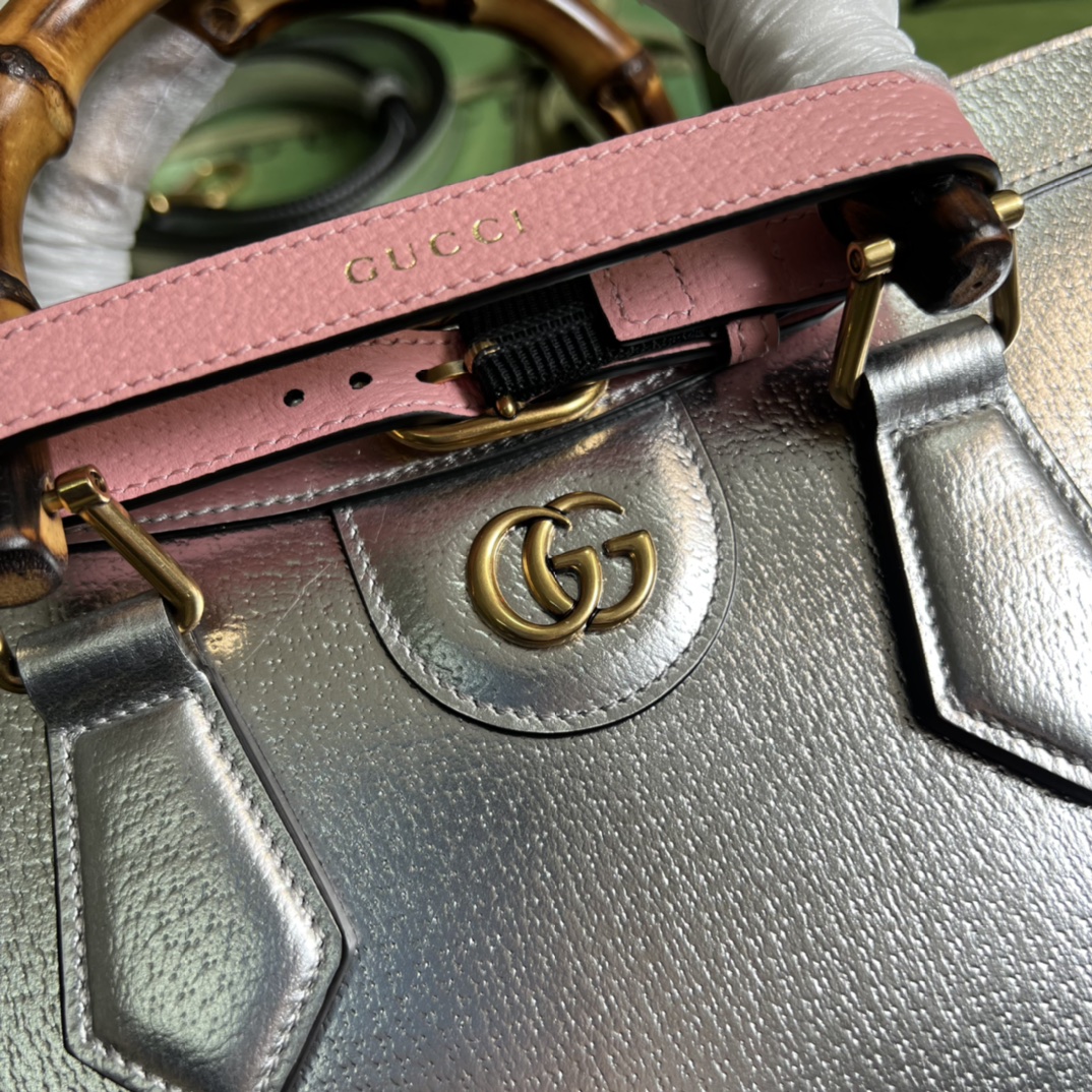 Gucci Leather Bamboo Handle Bag - Image 6