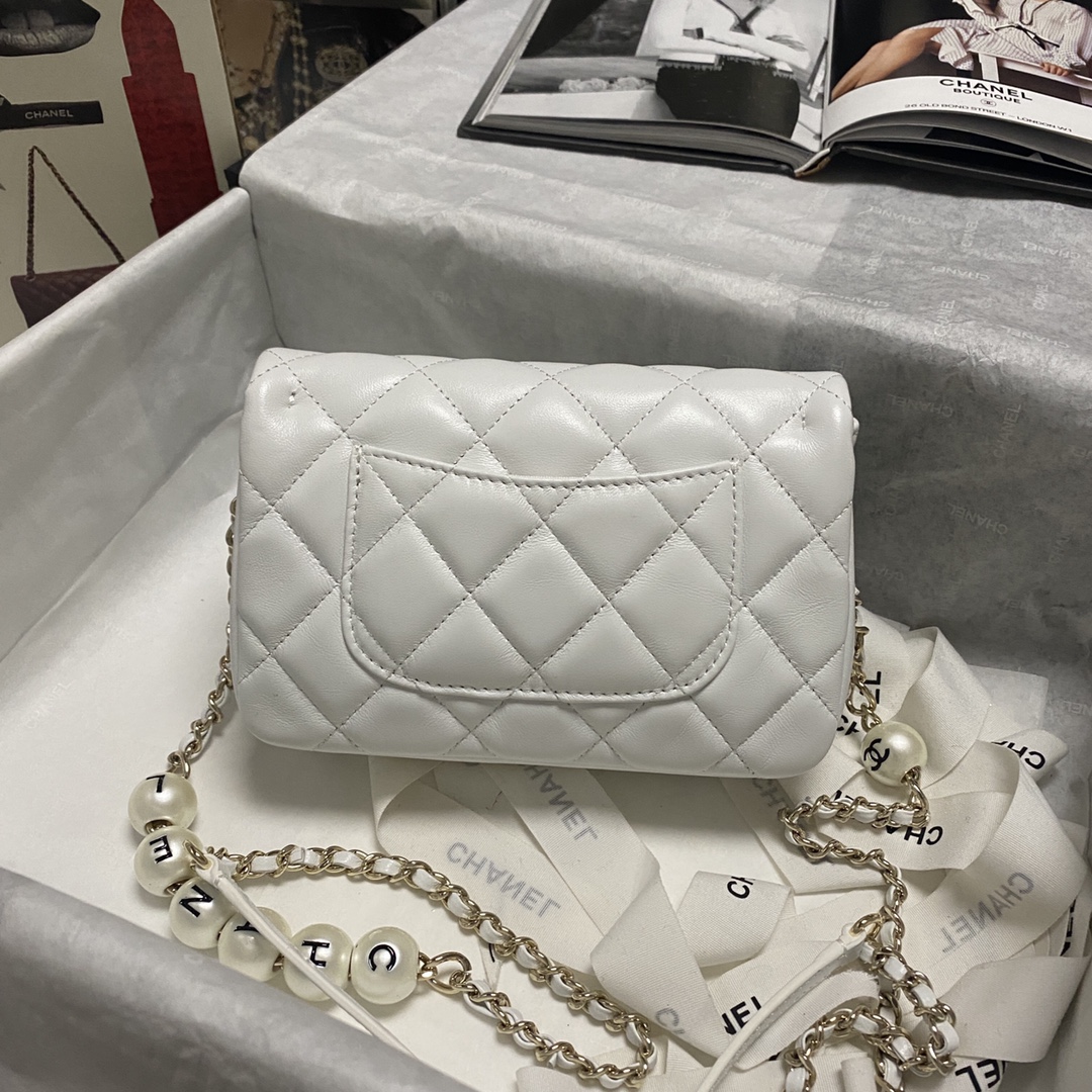 Chanel Pearl Chain Mini Flap Bag in White - Image 3