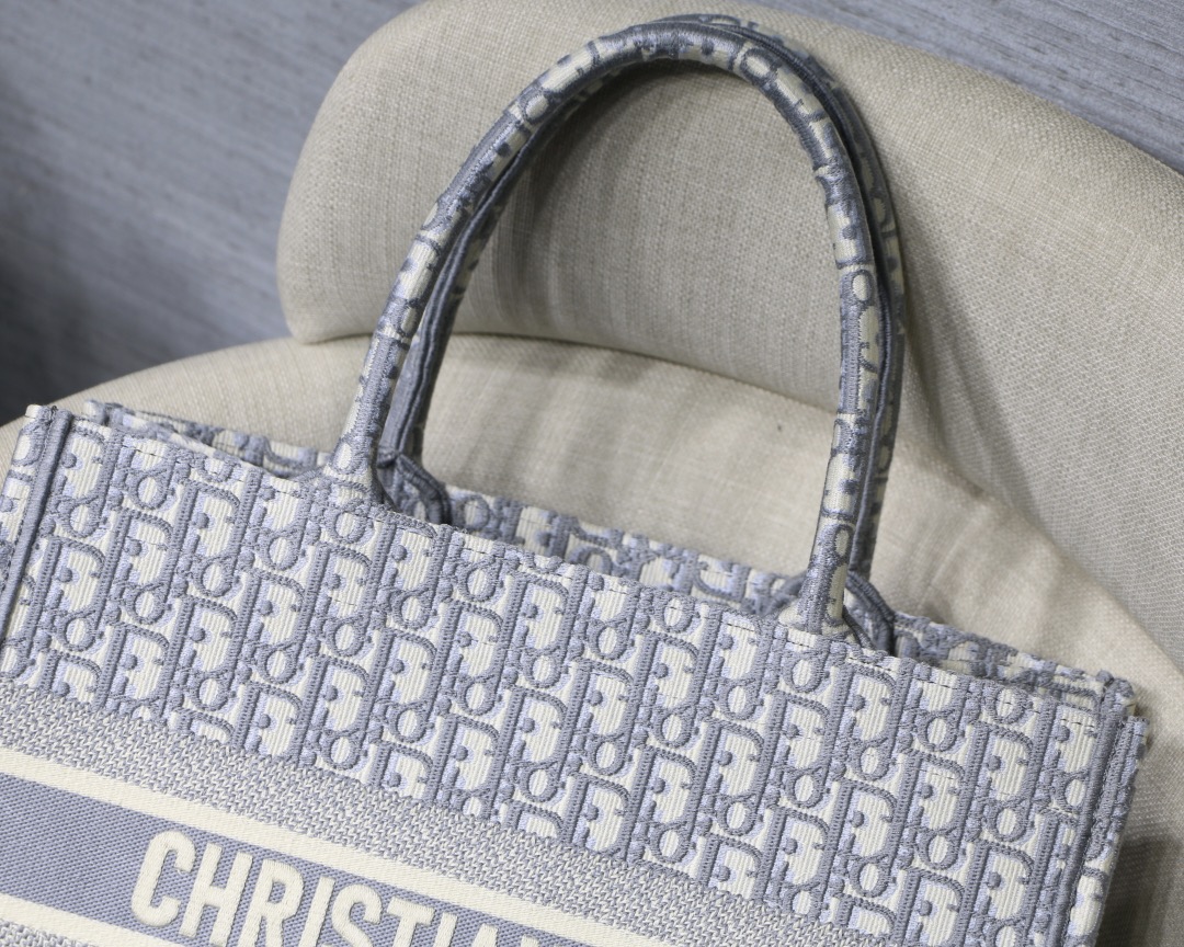 Dior Small Book Tote Bag in Bluish Grey Monogram - Image 10