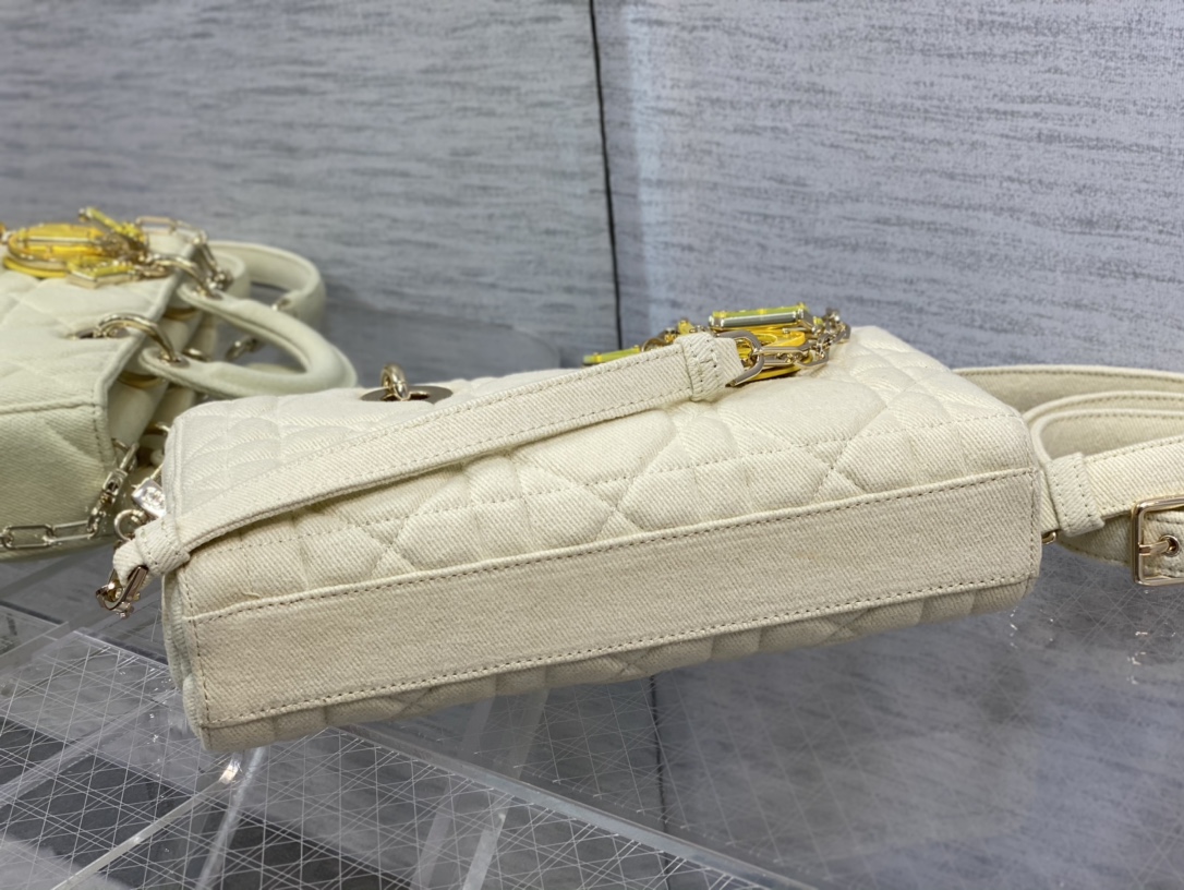 Dior Lady D-joy Bag in White Denim - Image 5