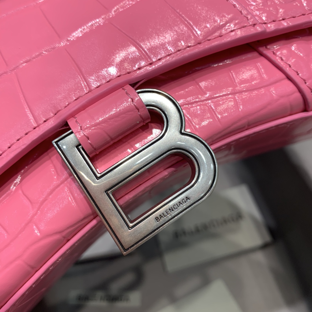 Balenciaga Mini Hourglass Bag in Pink Crocodile Pattern - Image 9